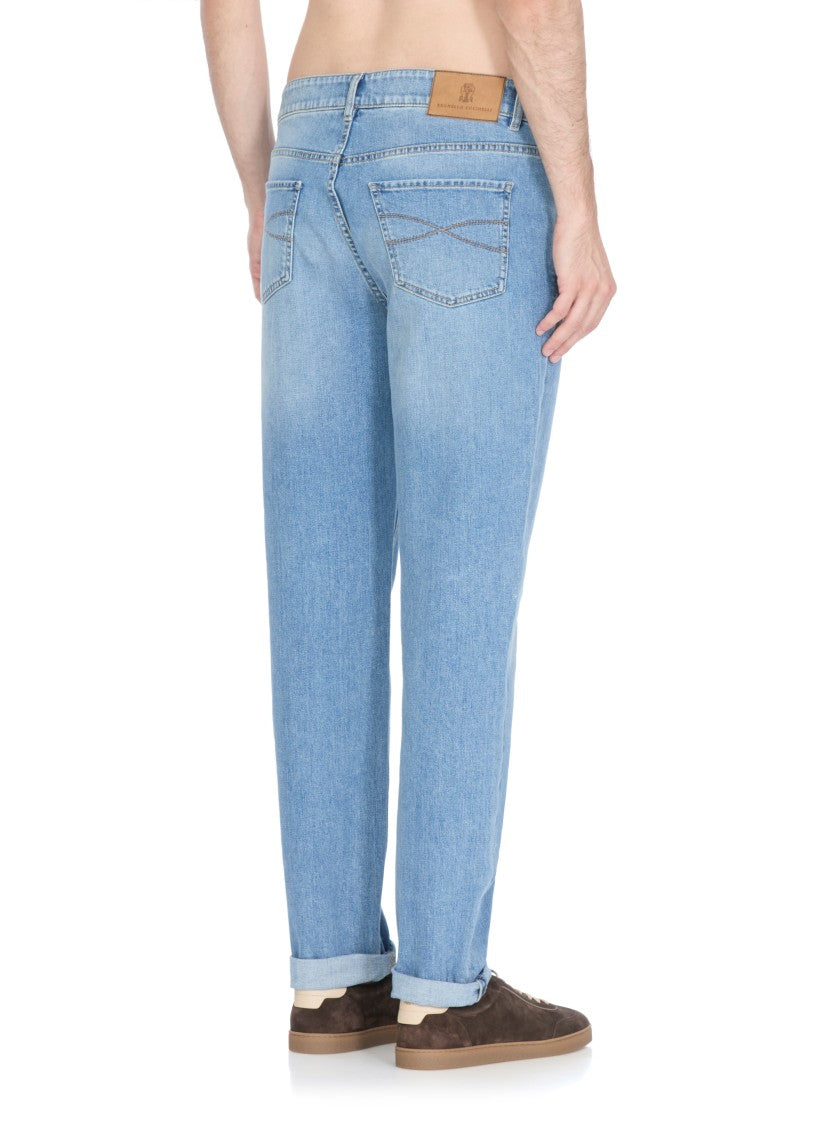 Brunello Cucinelli Light Blue Cotton Jeans