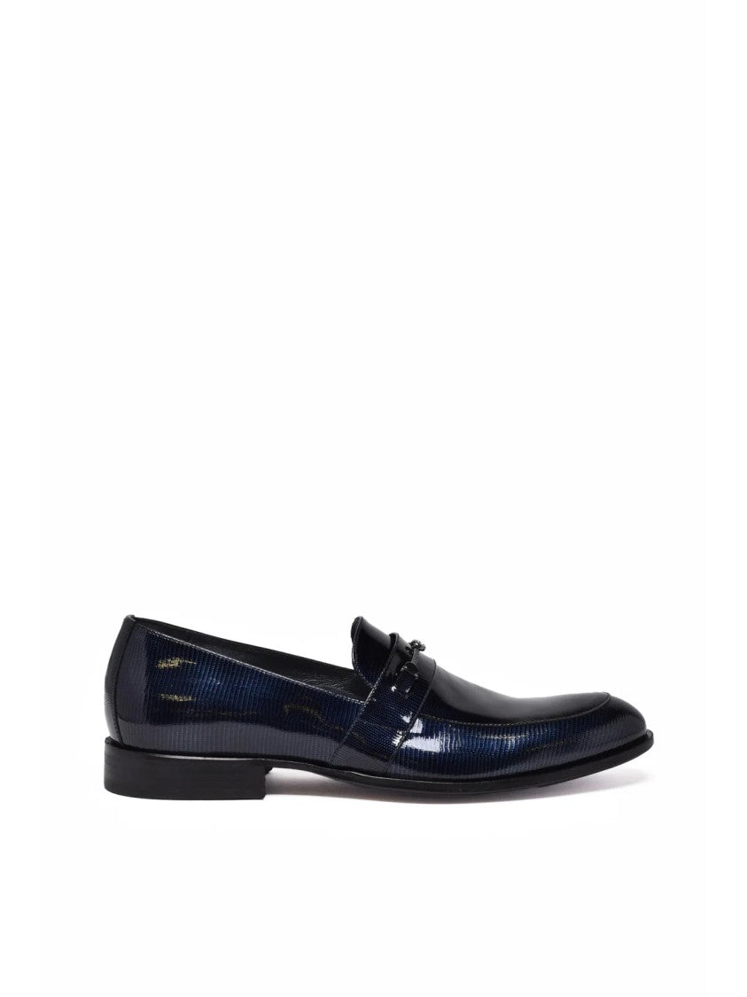 Principe Di Milano Navy Blue Patent Leather Loafers