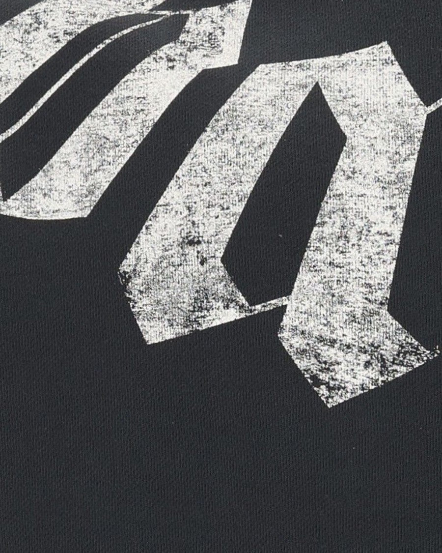 Palm Angels Black Cotton Distressed Logo Crewneck Sweatshirt