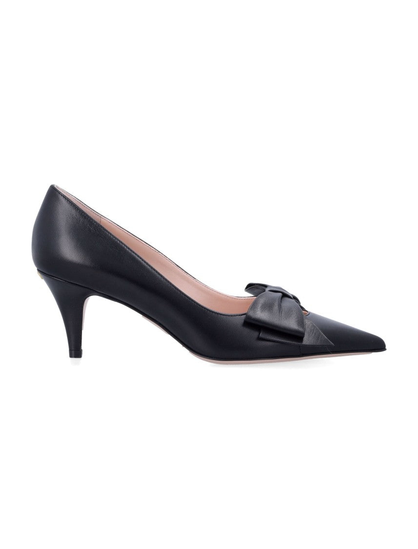 Valentino Garavani Black Leather Bow Pumps