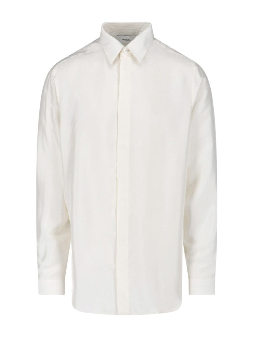 Lardini White Long-Sleeved Cotton Viscose Shirt