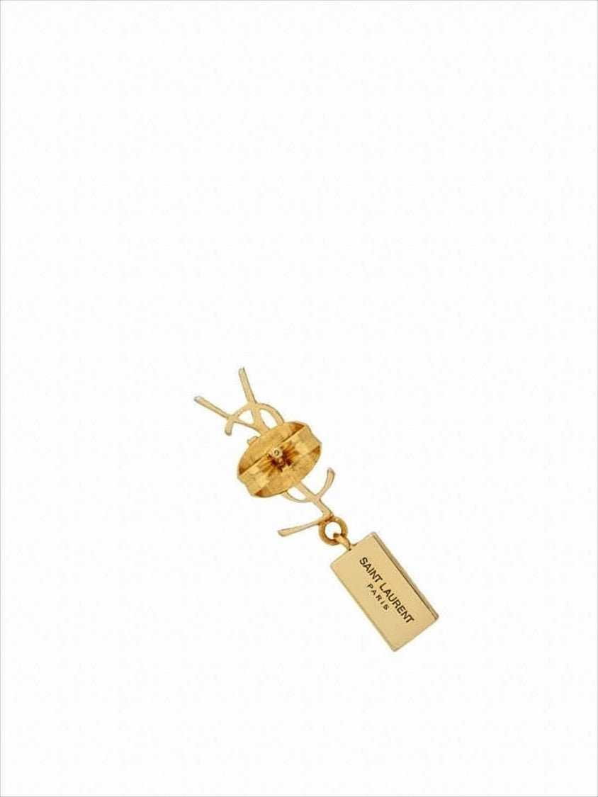 Saint Laurent Gold-Tone Brass Interlocking Letter Brooch