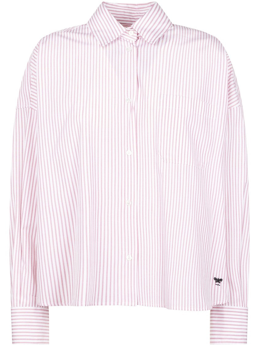 Max Mara Cropped Shirt With Vertical Pink