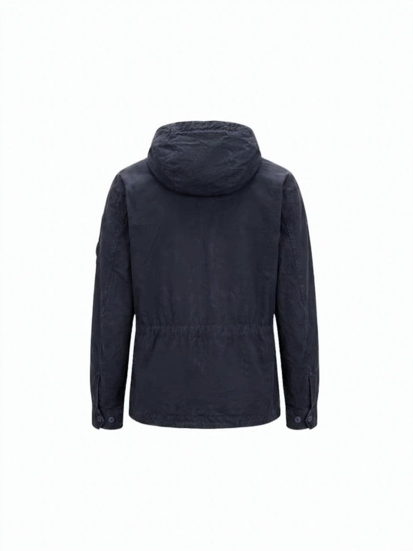 C.P. Company Hooded Black Cotton Jacket With Lens Detail