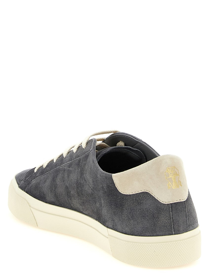 Brunello Cucinelli Soft Suede Sneakers With Embossed Logo