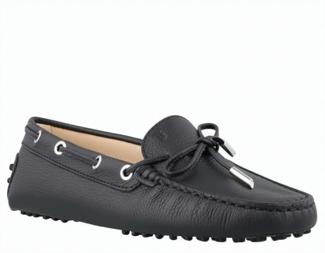 Tod's Textured Leather Loafers With Decorative Bow