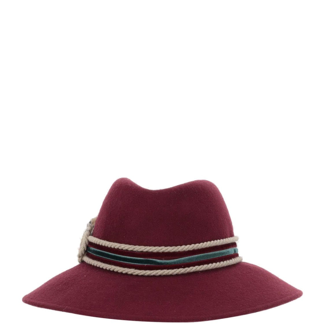 Alexia Alvarez De Toledo Handmade Wool Hat With Wide Brim And Feathered Strap