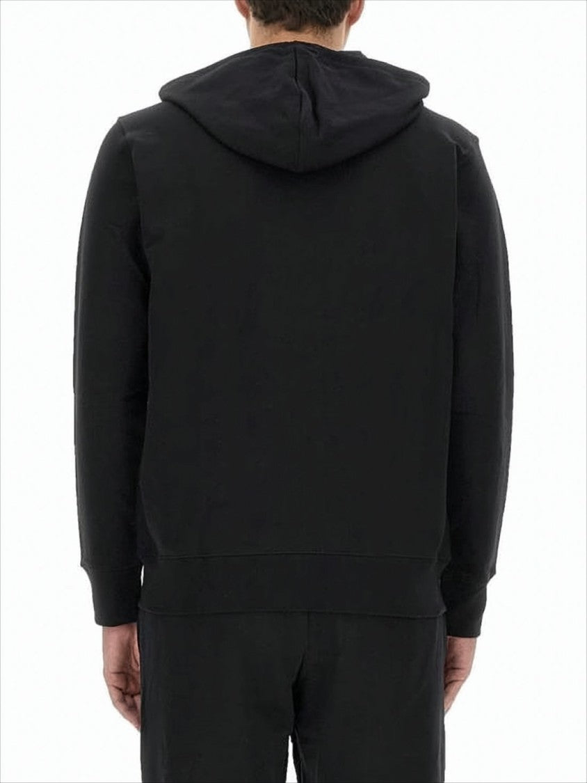 Paul Smith Black Zip-Up Hoodie With Drawstrings And Embroidered Zebra