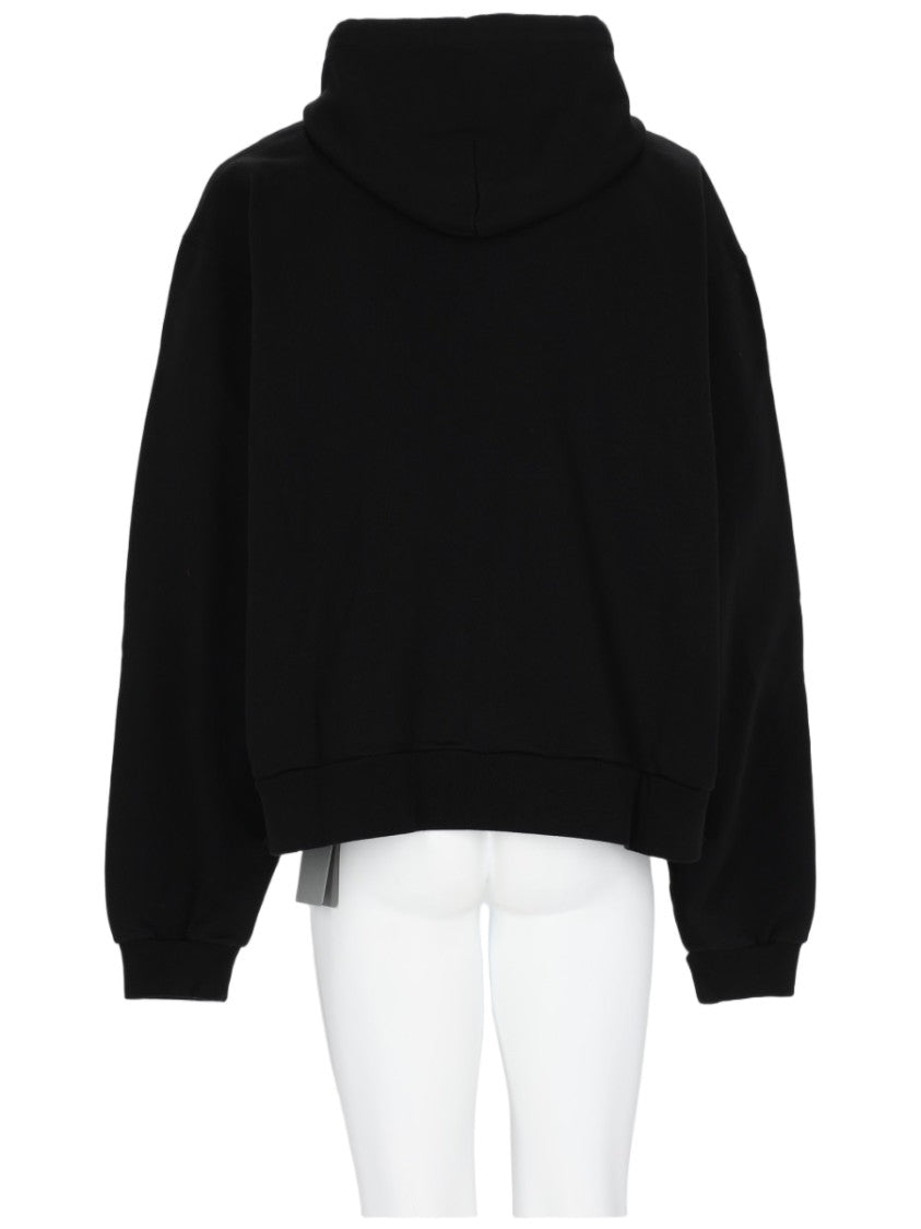 Balenciaga Black Graphic Print Zip-Up Cotton Sweatshirt