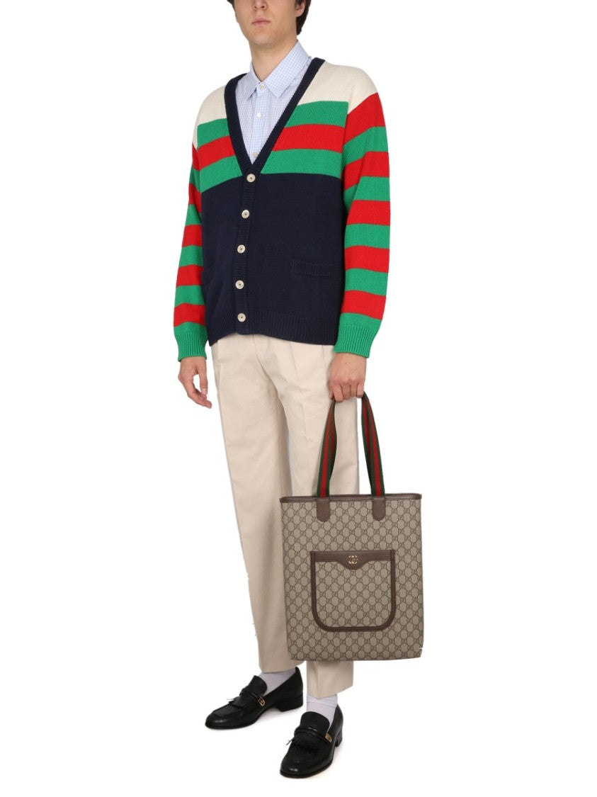 Gucci Embroidered Cotton Pants With Zippered Tab
