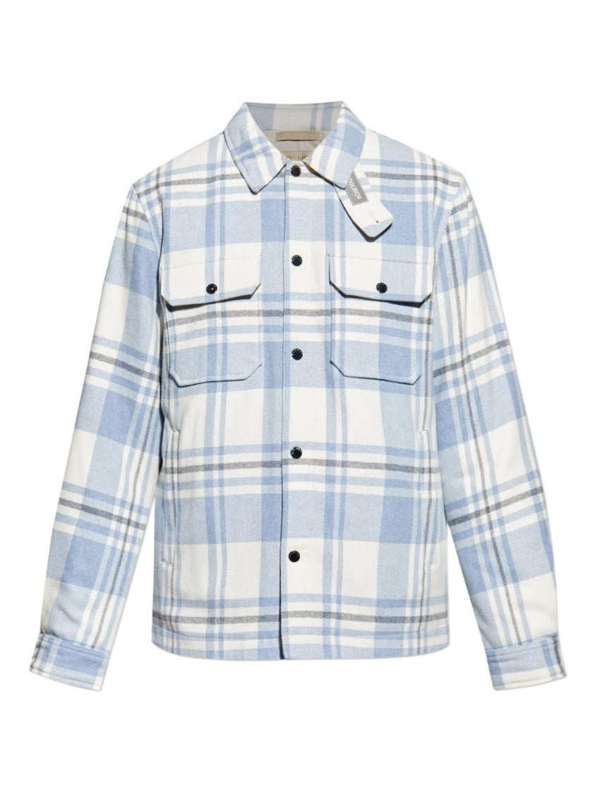 Woolrich Plaid Logo Jacket With Structured Collar