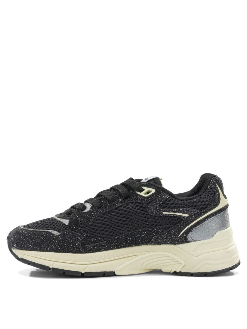 Autry Glitter-Finish Mesh And Leather Sneakers
