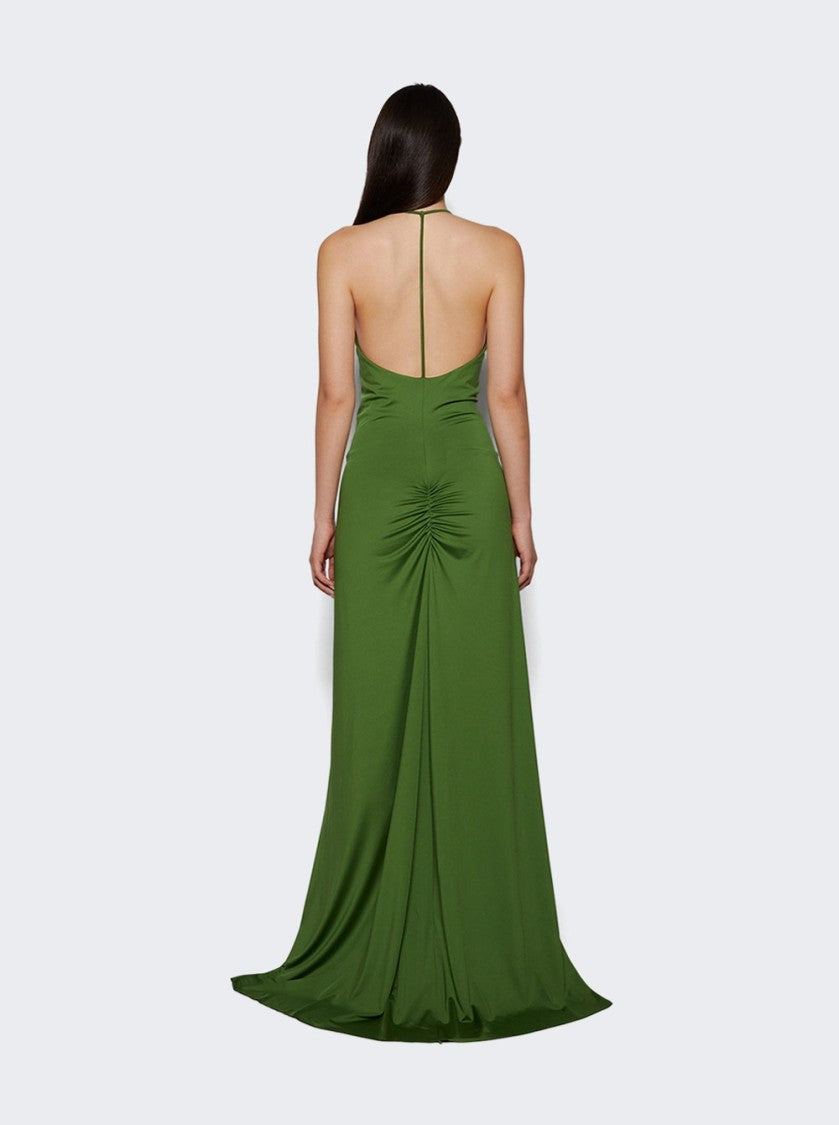 Victoria Beckham V Neck Ruched Cami Gown Algae