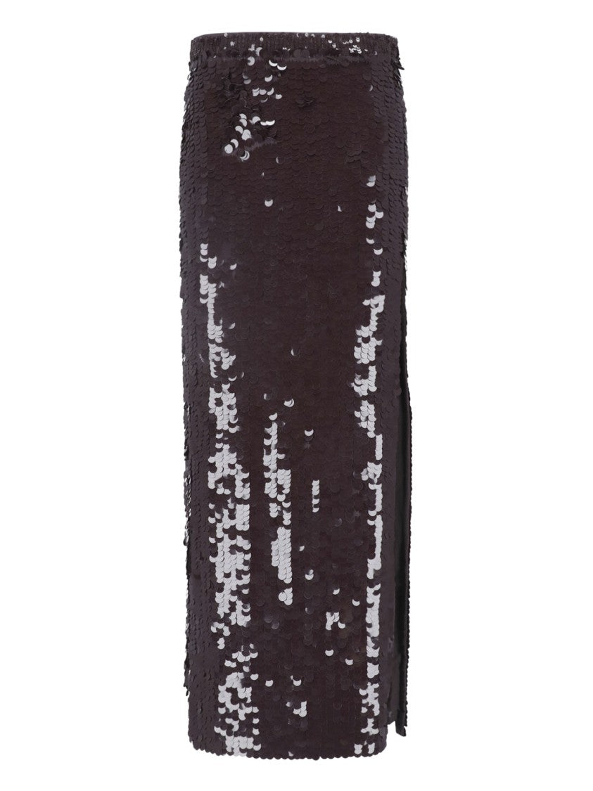 Parosh Maxi Skirt With All-Over Sequin Embellishment