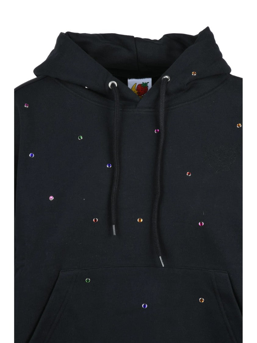 Sky High Farm Black Eye Embellishments Cropped Organic Cotton Hoodie