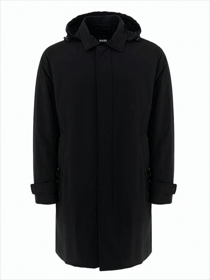 Hugo Boss Black Jacket With Hood And Streamlined Silhouette