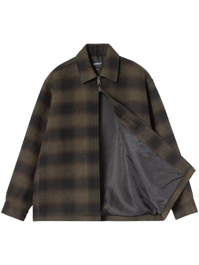 Carhartt Wip Plaid Brown Alton Pointed Collar Zip-Up Jacket