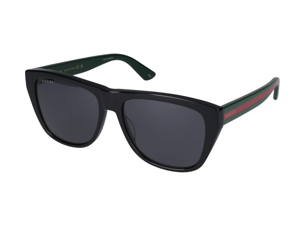 Gucci Black Red Accents Bold Square Sunglasses