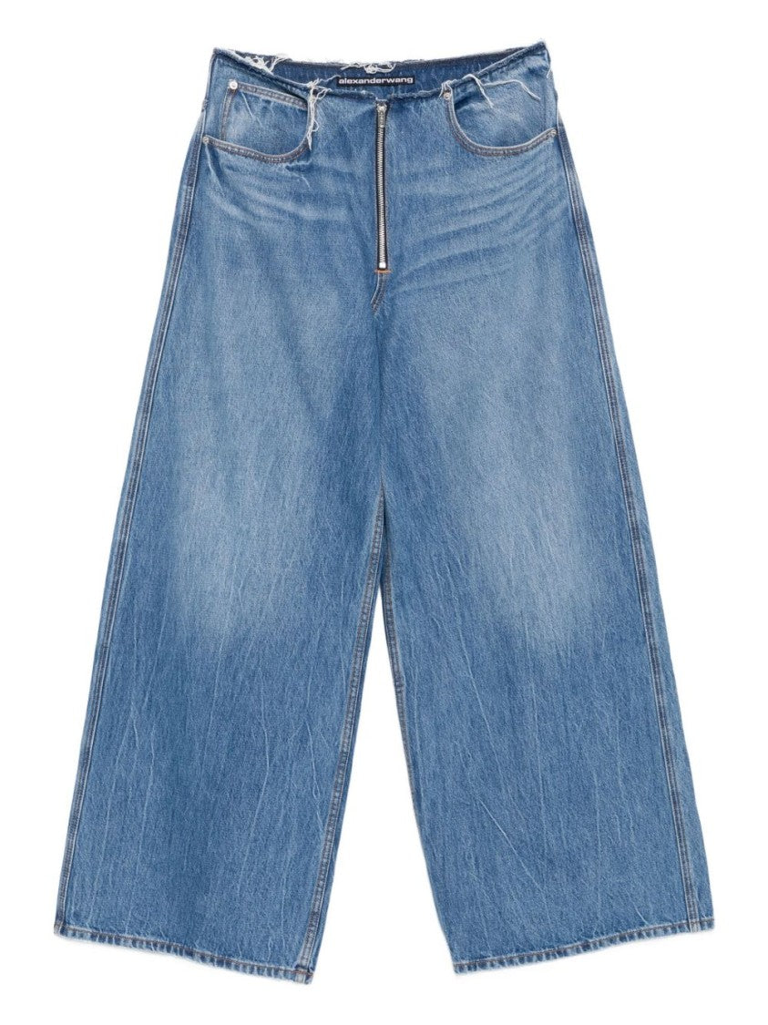 Alexander Wang High-Waisted Wide-Leg Jeans With Prominent Zipper