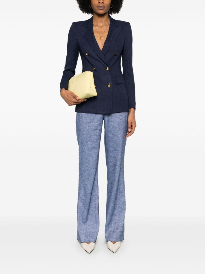 Tagliatore Double-Breasted Navy Blazer With Structured Shoulder Pads