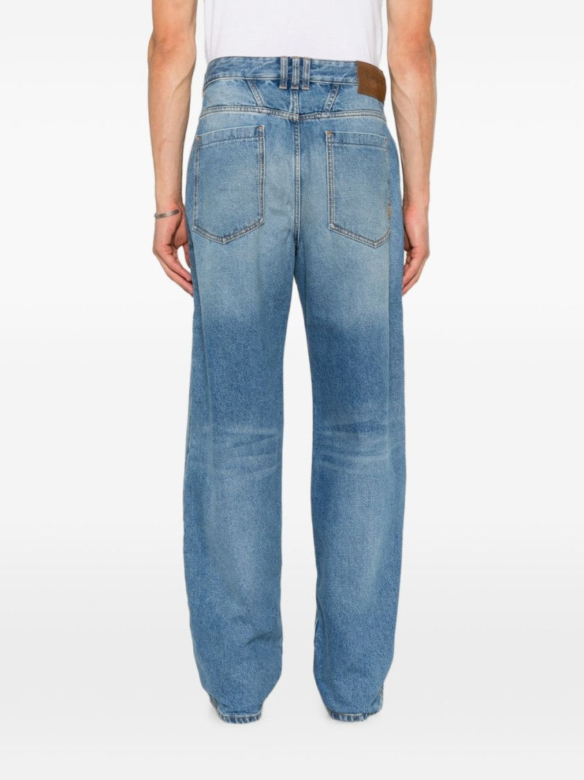 Balmain Blue Relaxed Straight-Leg Fading Jeans