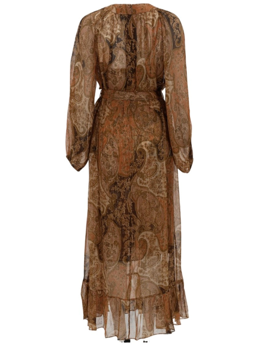 Zimmermann Carousel Linen-Silk Paisley Midi Dress