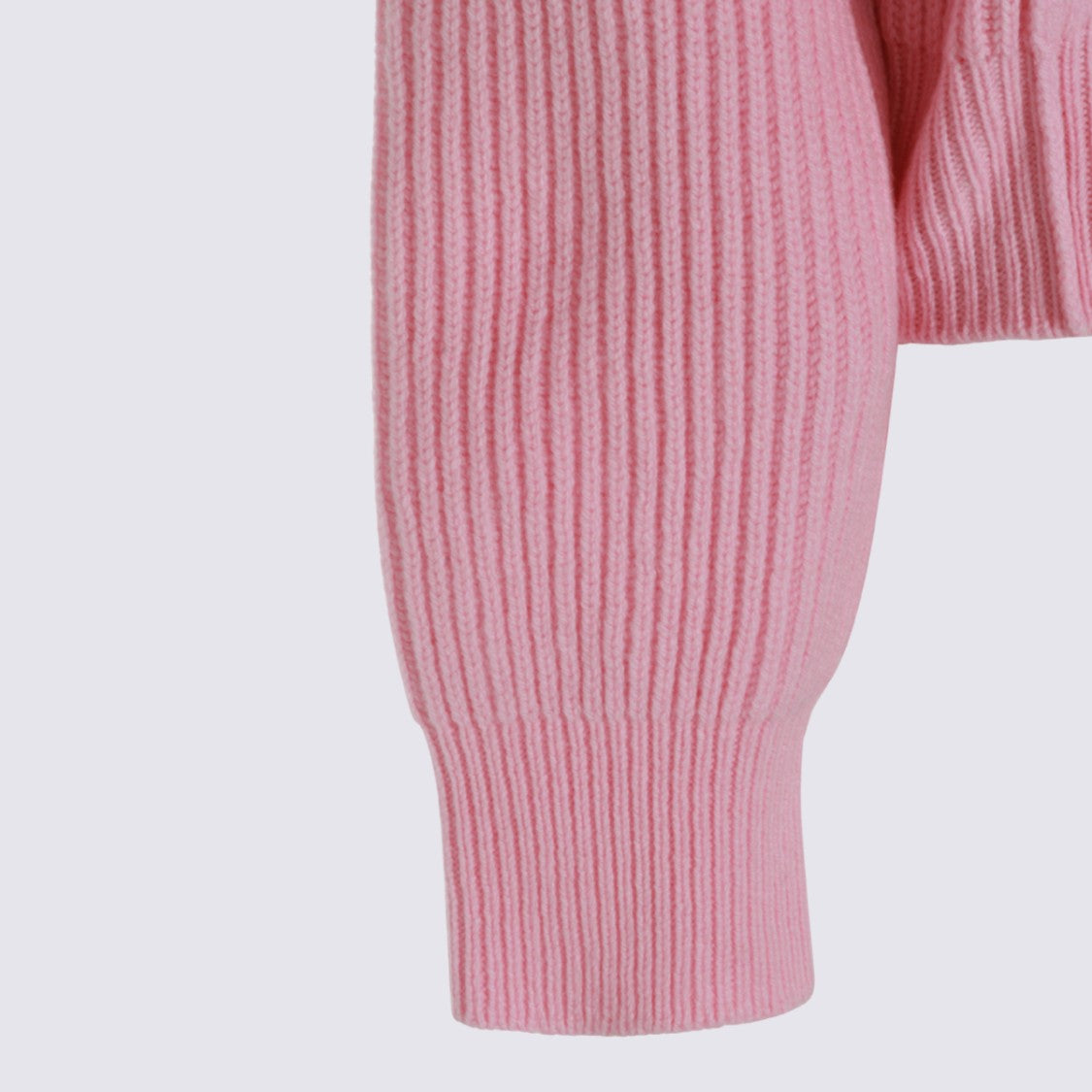 Marni Soft Pink V-Neck Sweater With Ribbed Knit Details