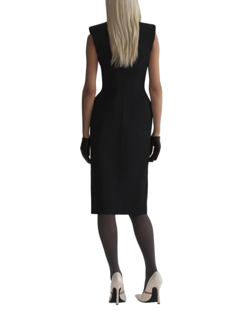 Mugler Form Fitting Structured Shoulder Day Dress