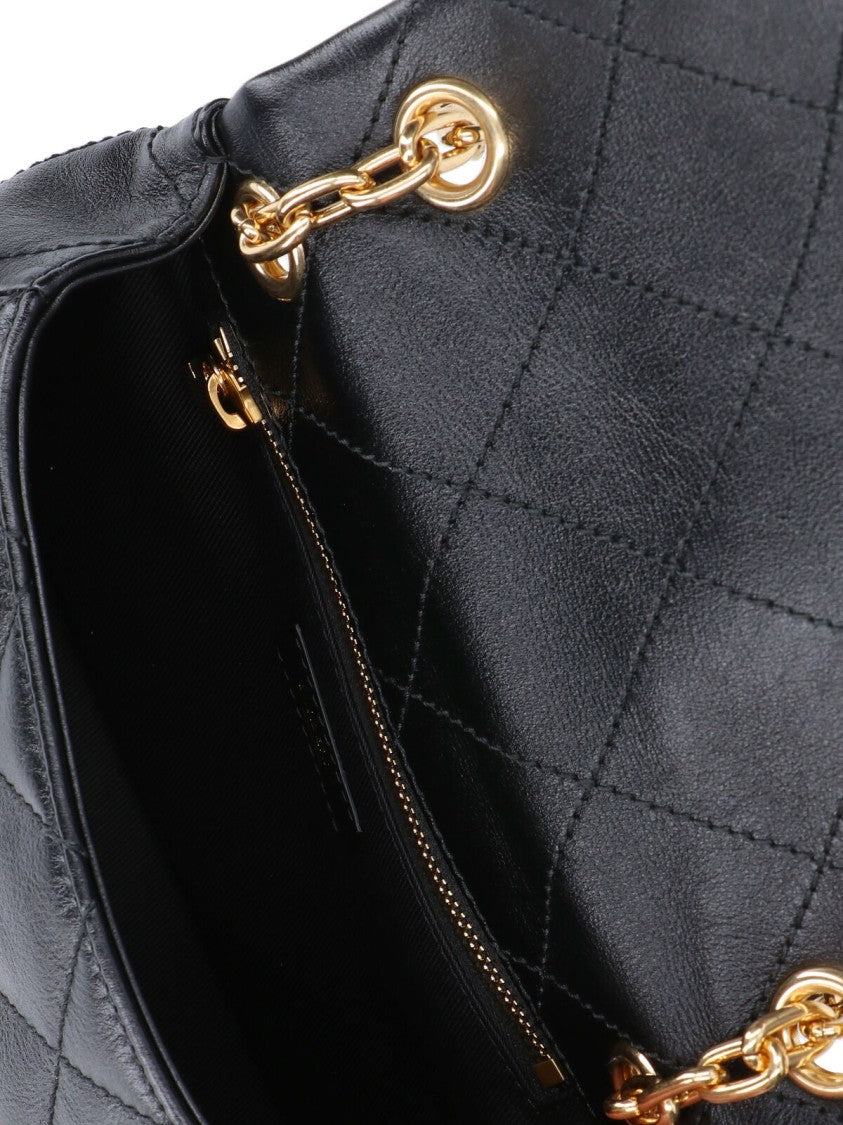 Burberry Compact Quilted Black Bag With Gold-Tone Plaque