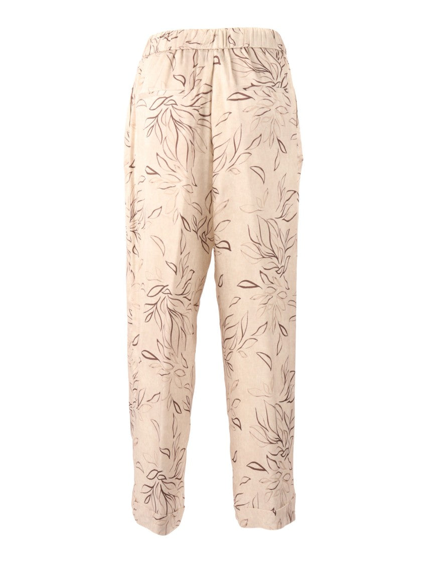 Peserico Woman Trousers Leaf Pattern Straight-Leg Pants