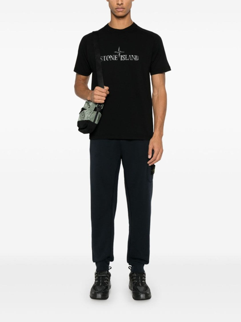 Stone Island Relaxed Fit Blue Trousers With Signature Patch Pocket