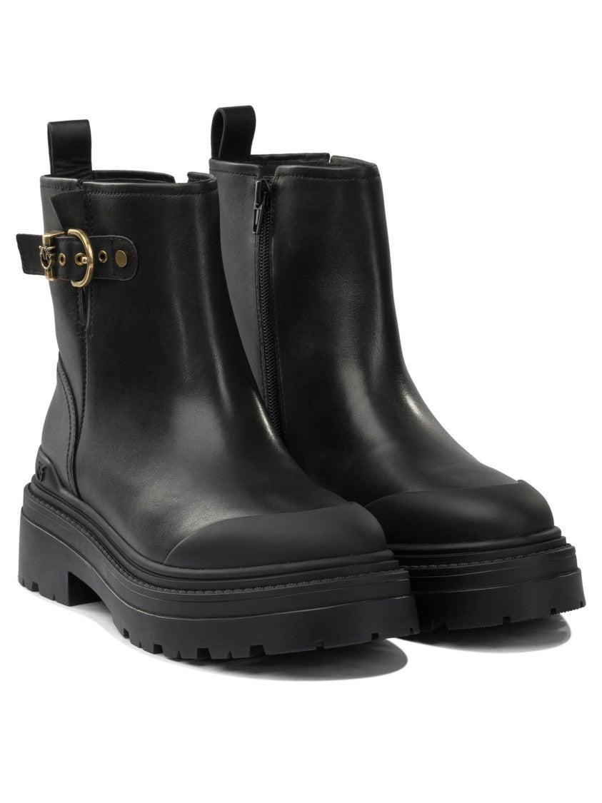 Pinko Calf Leather Ankle Boots