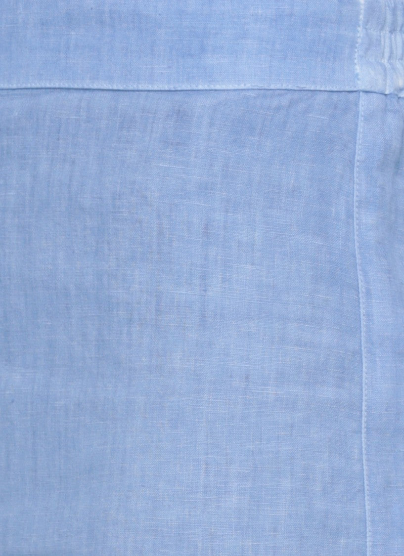 120% Lino Light Blue Elastic Waist Pants