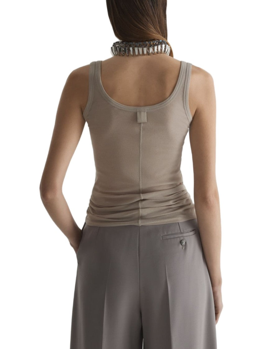 Mugler Brown Minimalist Crew Neck Knit Top
