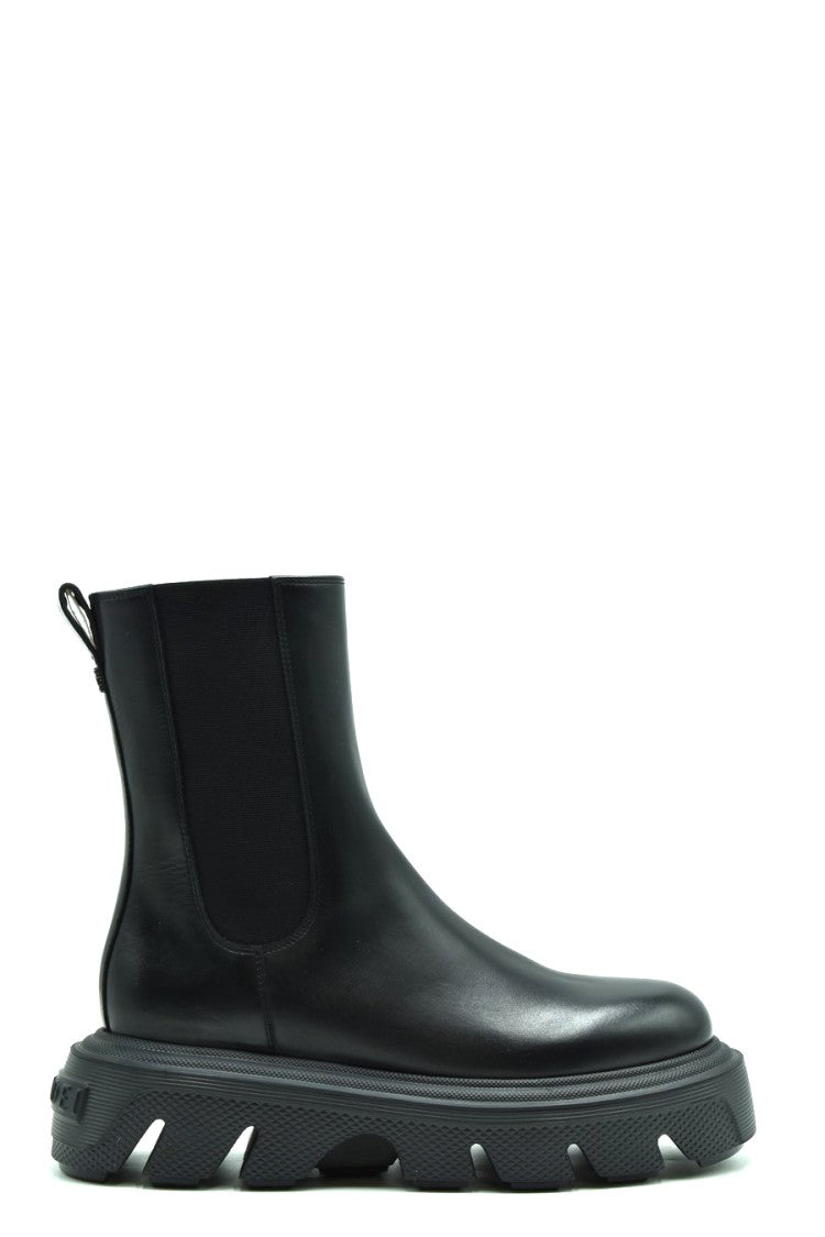 Casadei Minimalist Black Ankle Boots Chunky Sole
