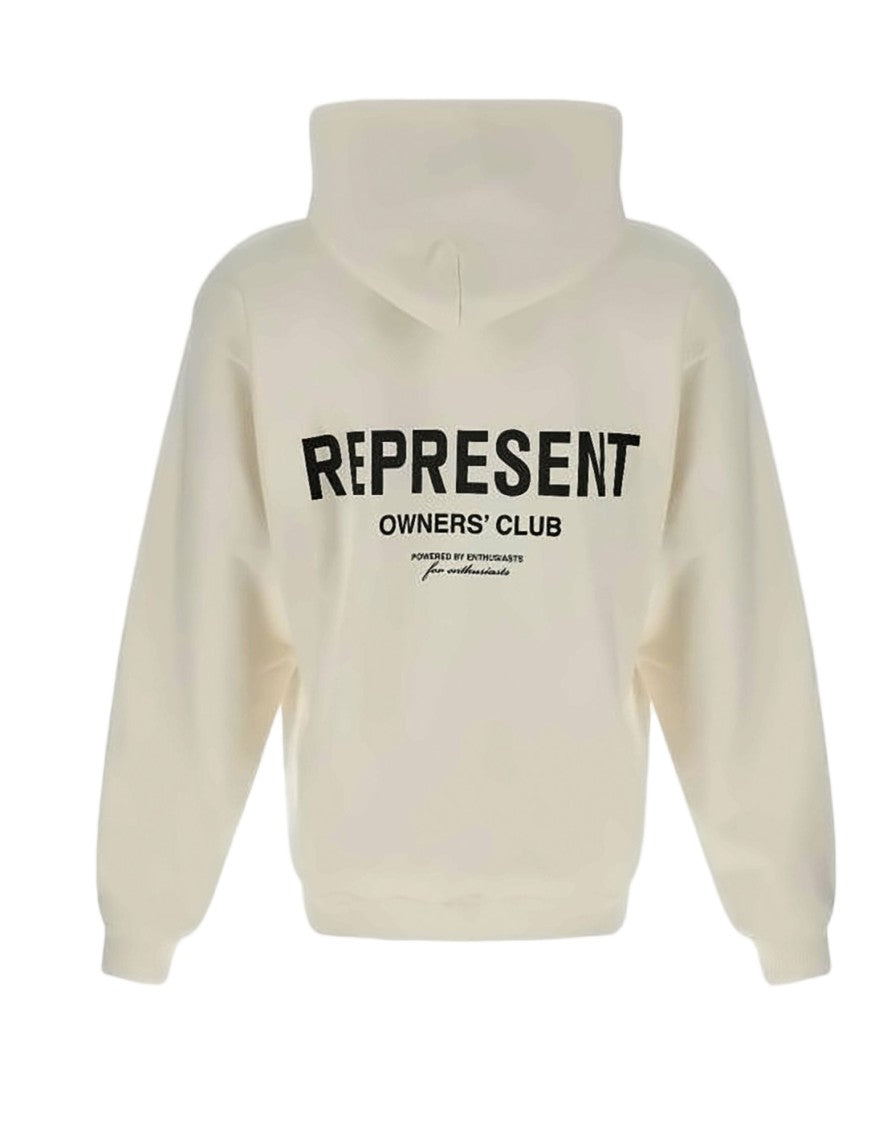 Represent Relaxed Fit Off-White Hoodie With Logo Details