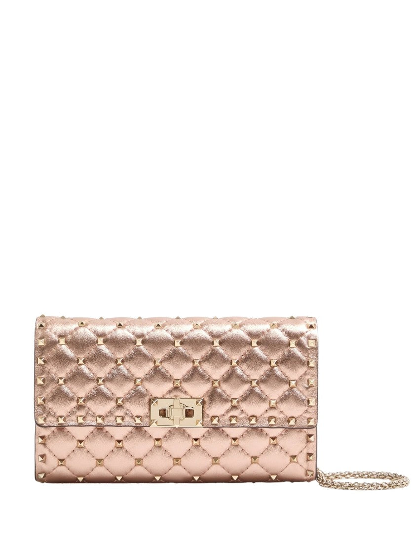 Valentino Quilted Metallic Studded Chain Shoulder Bag