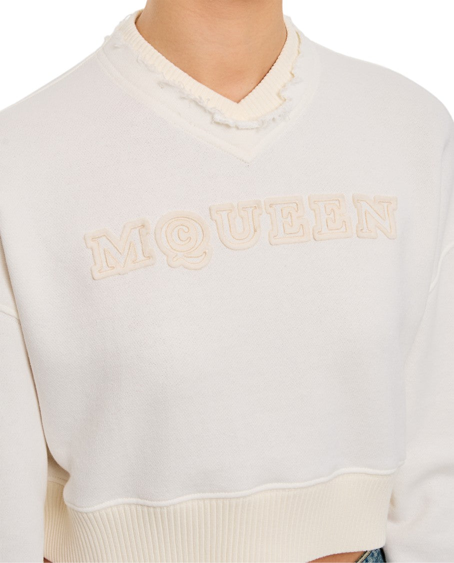 Alexander Mcqueen Cropped Sweatshirt With Double Cuff Detailing