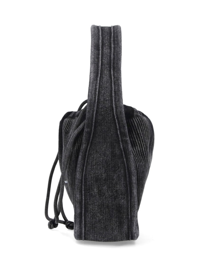 Alexander Wang Grey Cotton Blend Handbag With Drawstring Closure