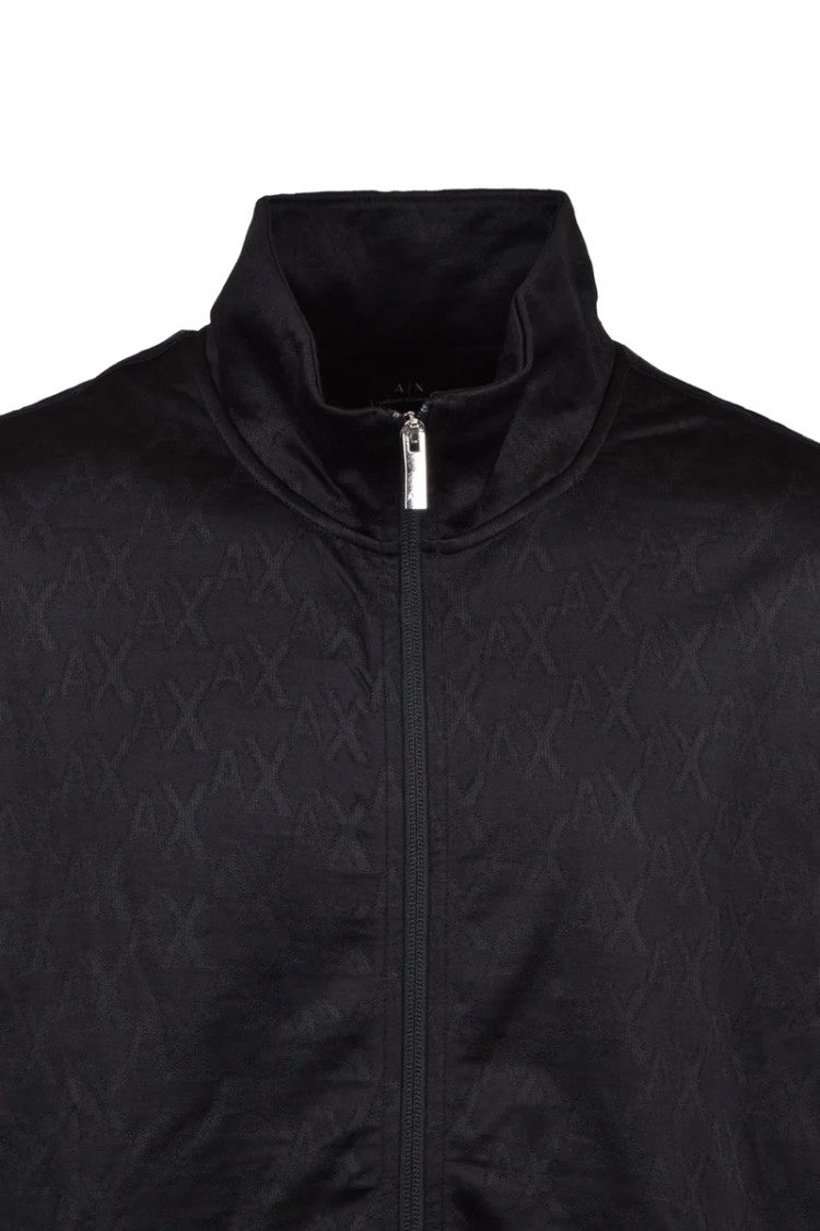 Armani Exchange Black Embossed Hooded Hoodie