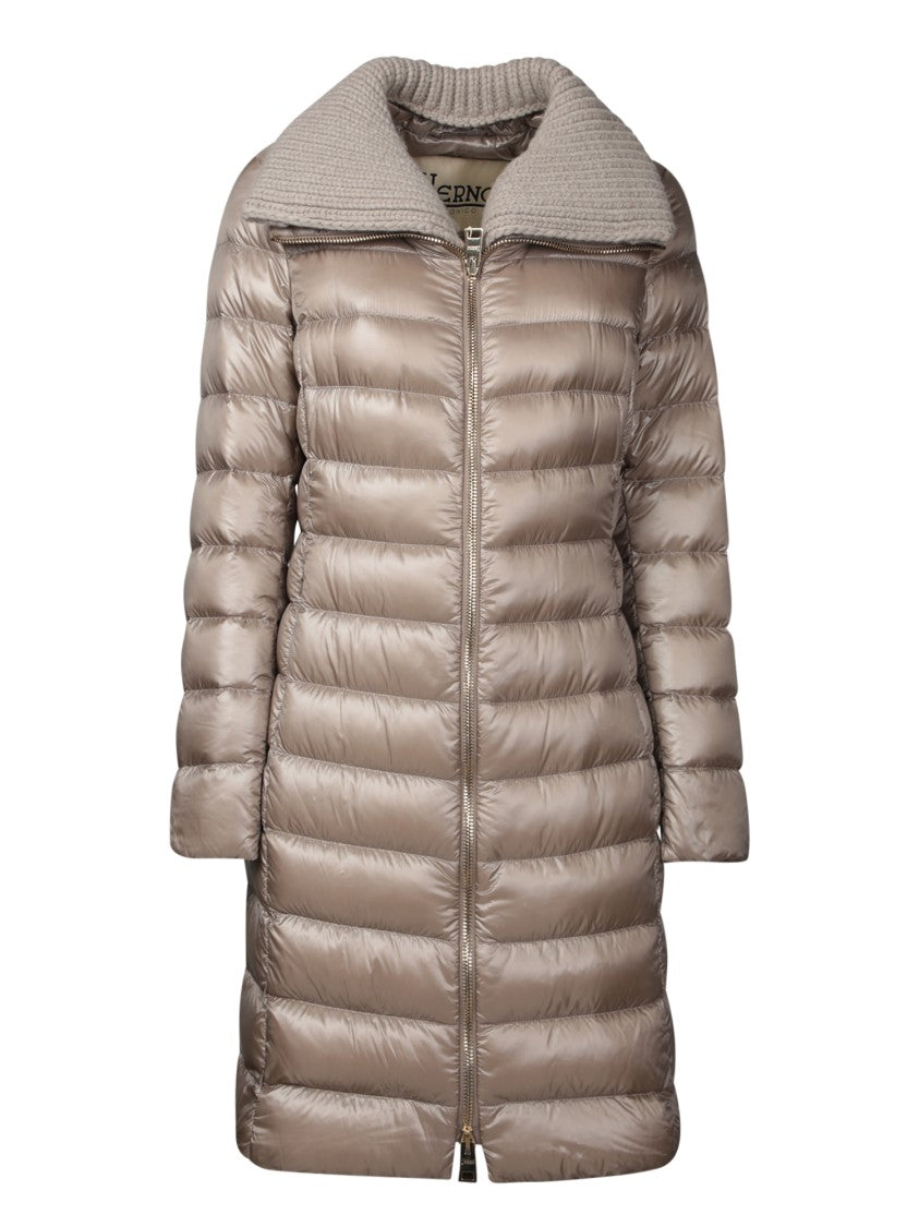 Herno Quilted Beige Jacket With High Collar