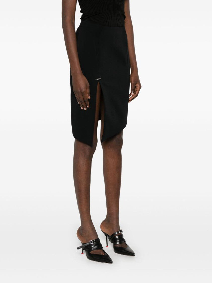 Mugler Black Asymmetric Side Slit Seam Skirt