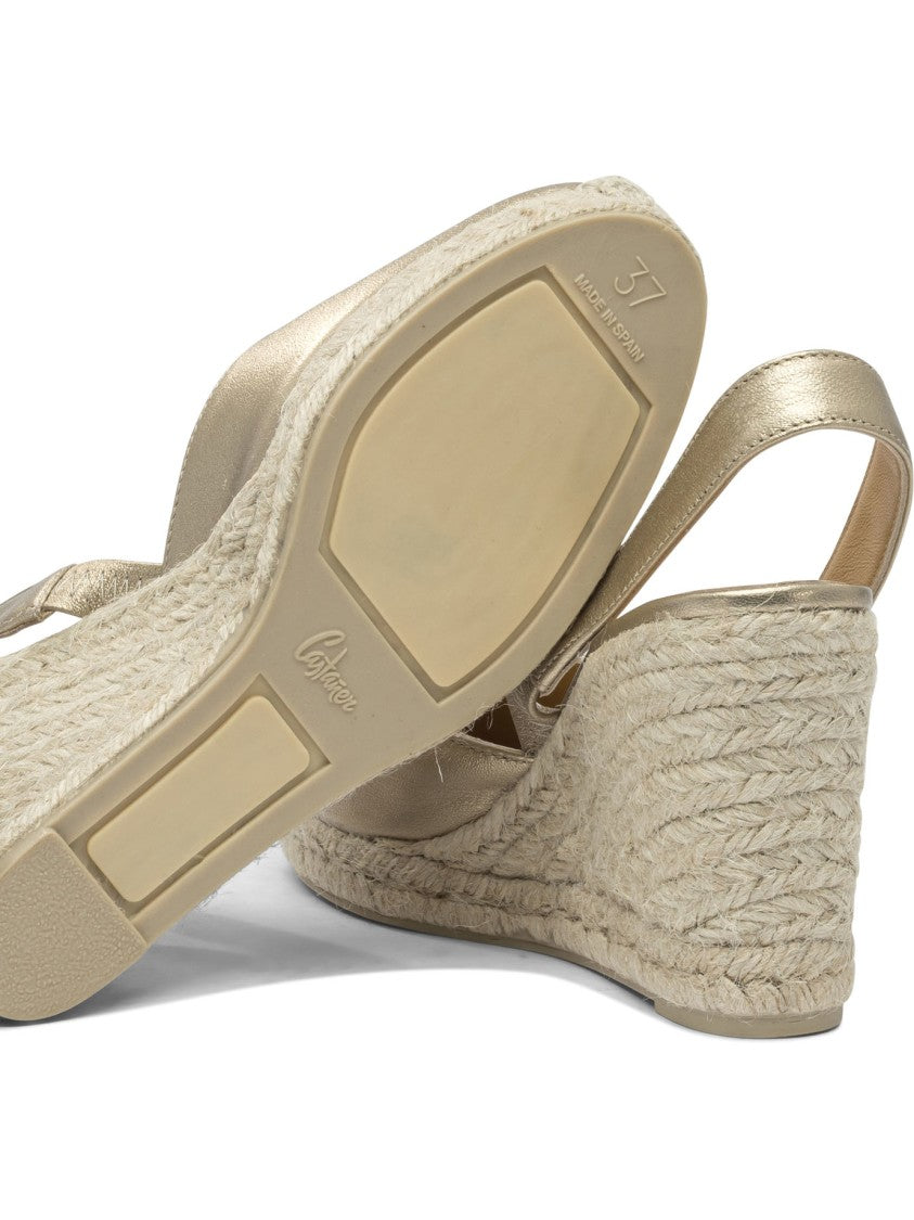 Castaner Metallic Leather Espadrilles With Braided Jute Wedge