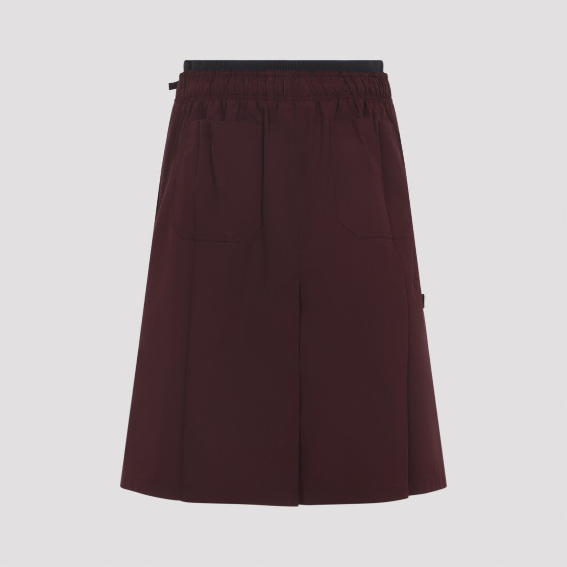 Prada Deep Burgundy A-Line Midi Skirt With Drawstring Waist