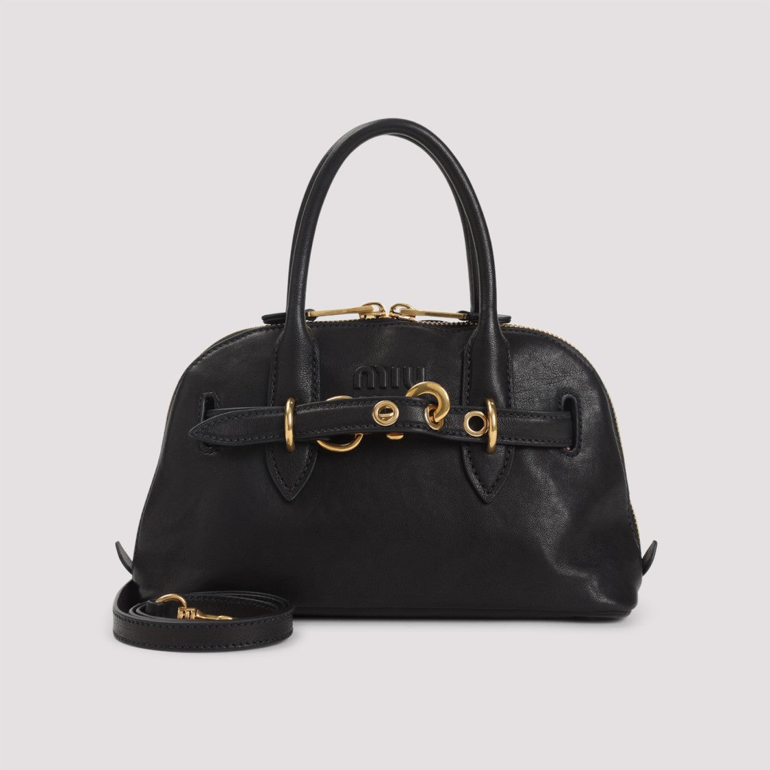 Miu Miu Root Black Lamb Leather Handbag