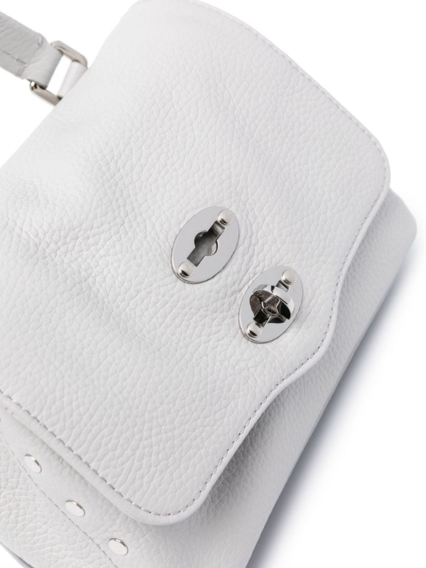Zanellato Light Grey Pebbled Calf Leather Shoulder Bag