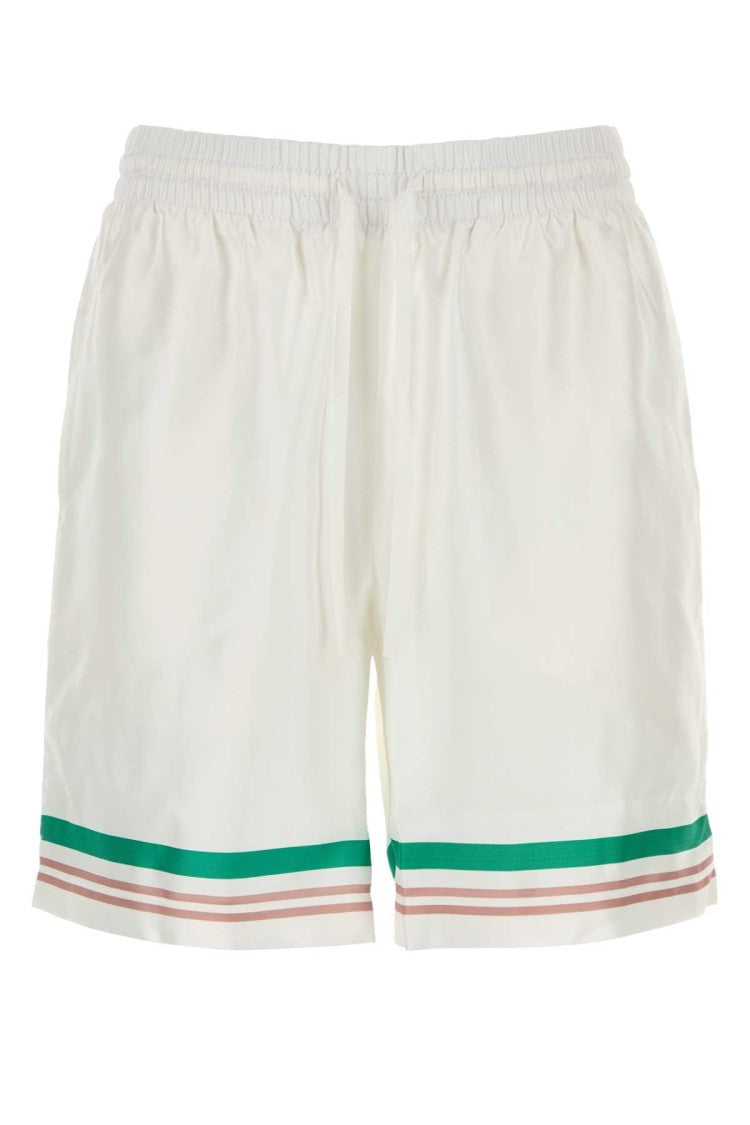 Casablanca White Satin Bermuda Shorts