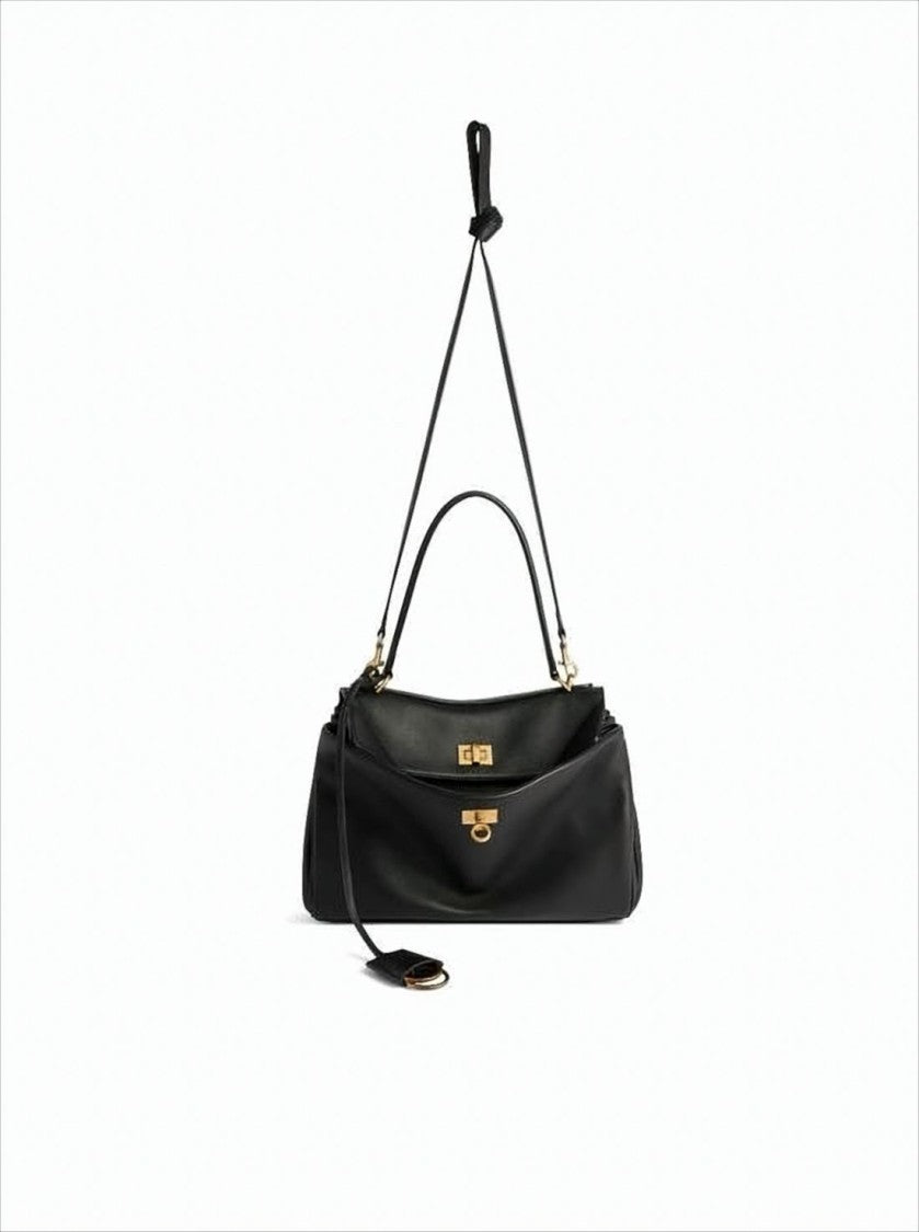 Balenciaga Rectangular Black Leather Shoulder Bag