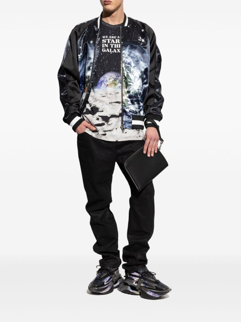 Balmain Black Space Graphic Cotton T-Shirt