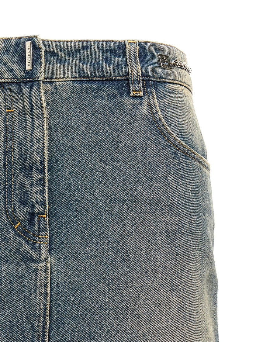 Givenchy Denim Mini Skirt With Chain Detail